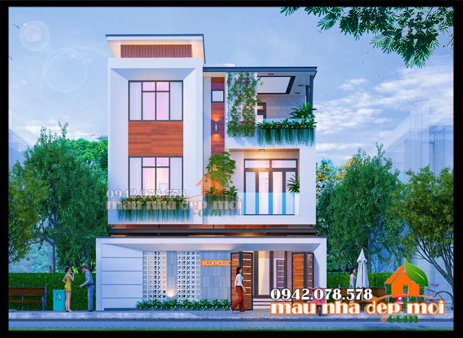 Biệt thự 3 tầng đẹp hiện đại 100m2 có gara 