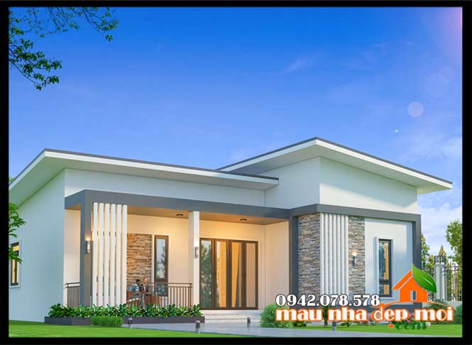 Mẫu nhà cấp 4 mái lệch đẹp kiến trúc mái lệch